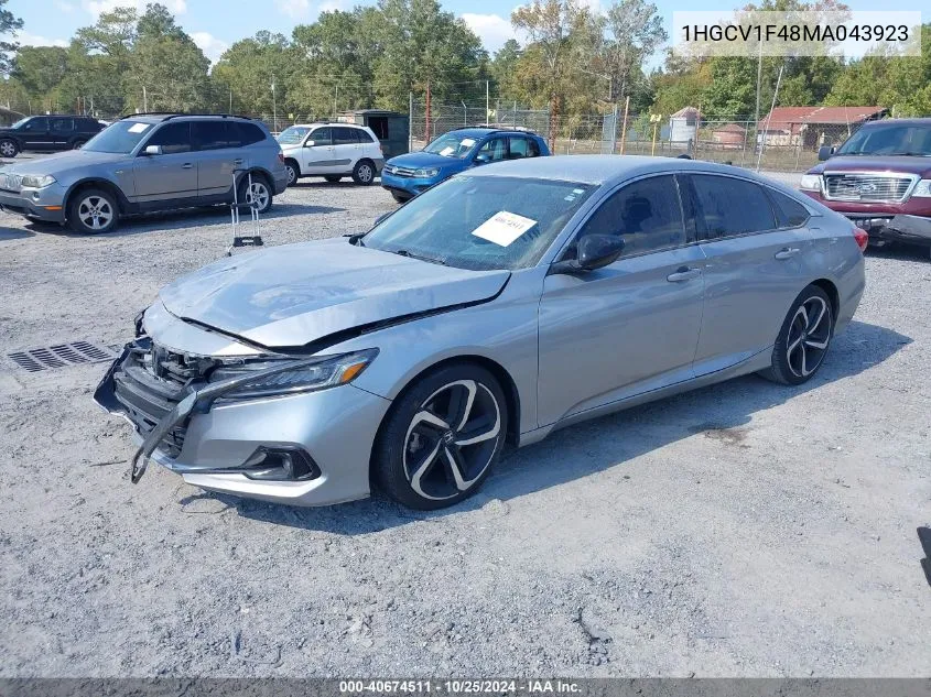 2021 Honda Accord Sport Special Edition VIN: 1HGCV1F48MA043923 Lot: 40674511