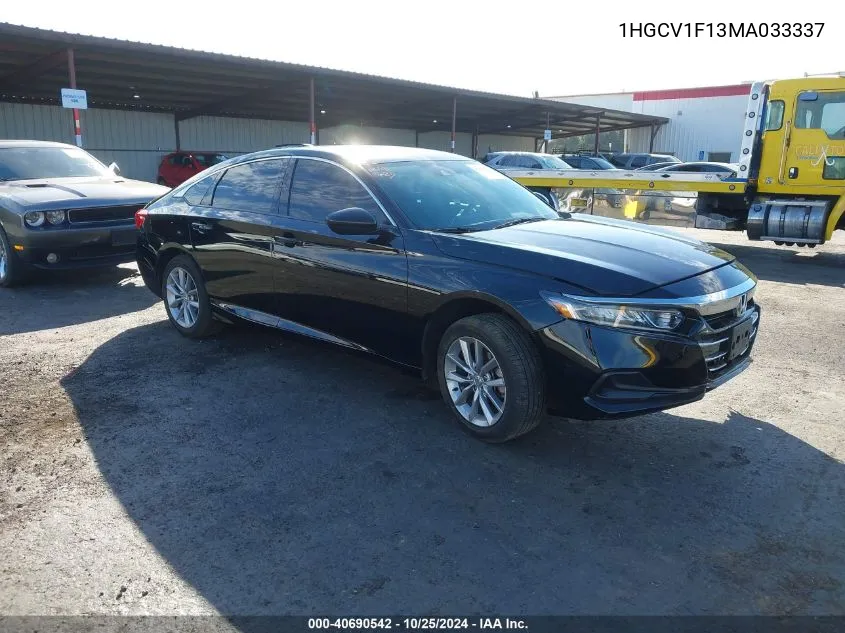 2021 Honda Accord Lx VIN: 1HGCV1F13MA033337 Lot: 40690542