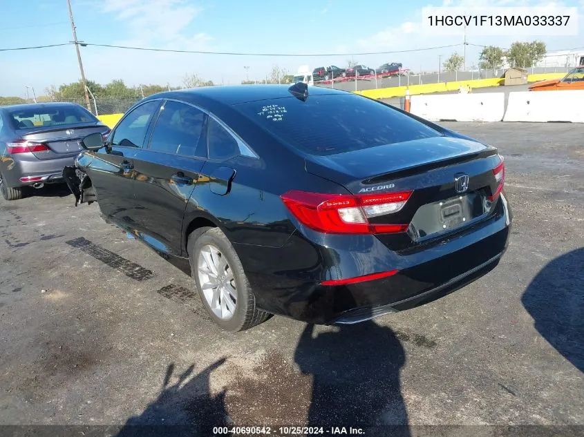 2021 Honda Accord Lx VIN: 1HGCV1F13MA033337 Lot: 40690542