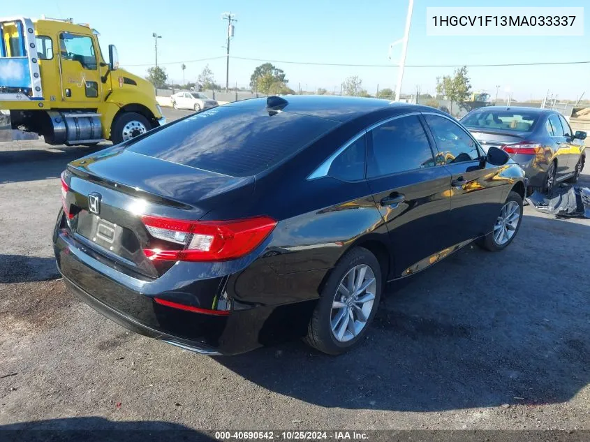 2021 Honda Accord Lx VIN: 1HGCV1F13MA033337 Lot: 40690542