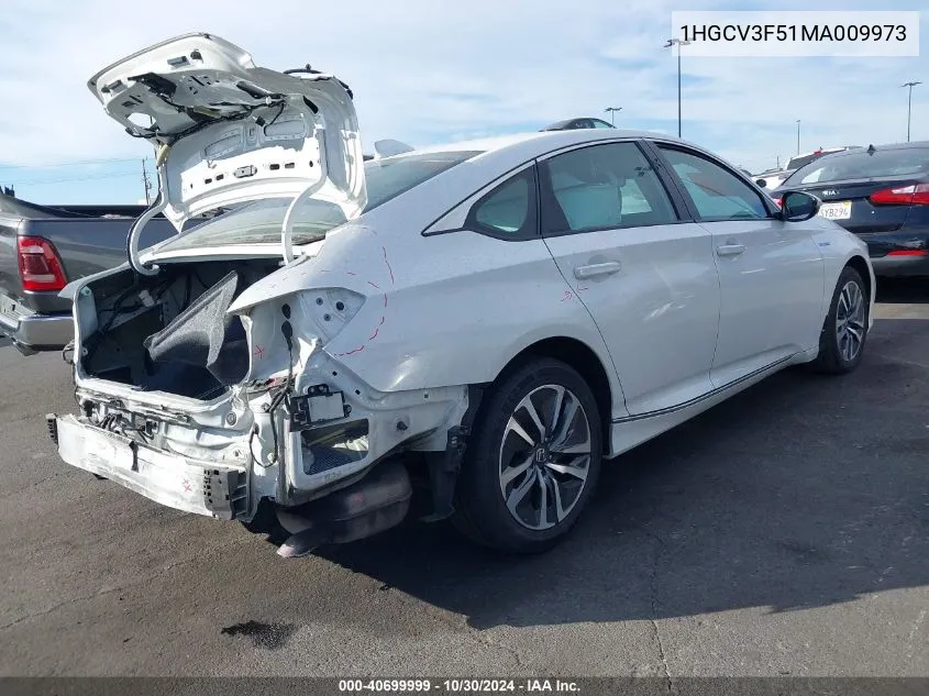 2021 Honda Accord Hybrid Ex-L VIN: 1HGCV3F51MA009973 Lot: 40699999