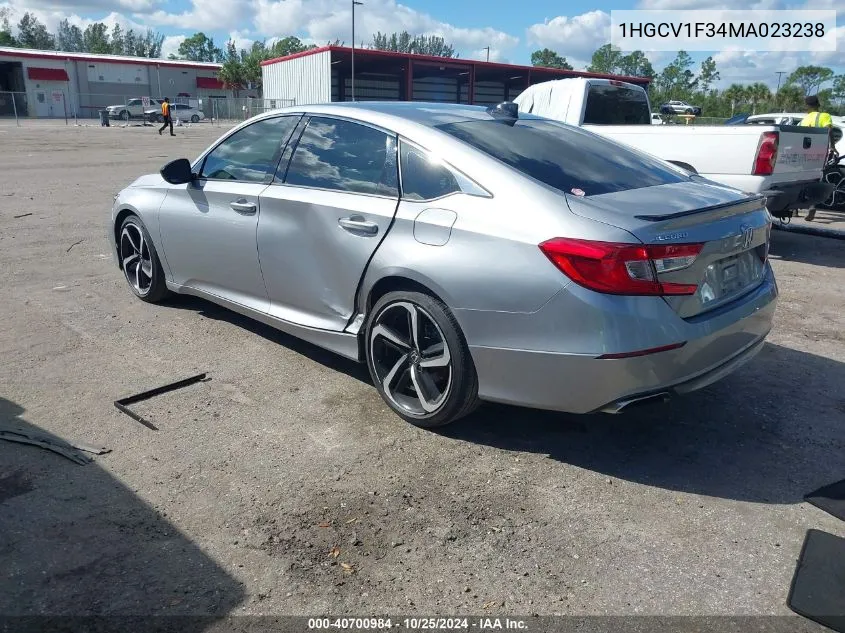 2021 Honda Accord Sport VIN: 1HGCV1F34MA023238 Lot: 40700984