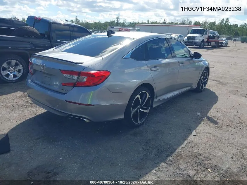 2021 Honda Accord Sport VIN: 1HGCV1F34MA023238 Lot: 40700984