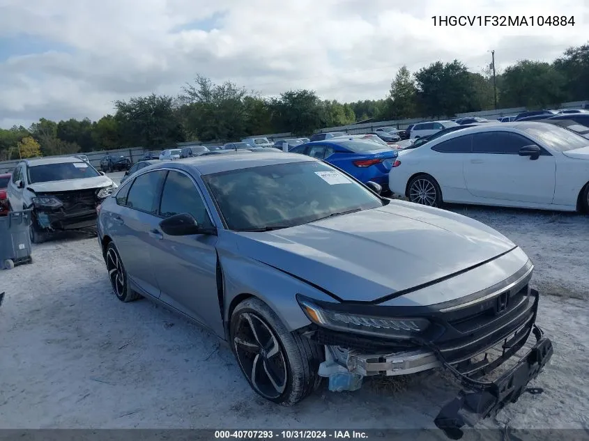 2021 Honda Accord Sport VIN: 1HGCV1F32MA104884 Lot: 40707293