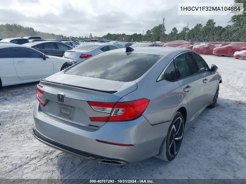 1HGCV1F32MA104884 2021 Honda Accord Sport