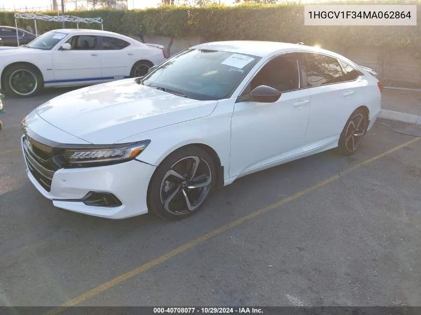 2021 Honda Accord Sport VIN: 1HGCV1F34MA062864 Lot: 40708077