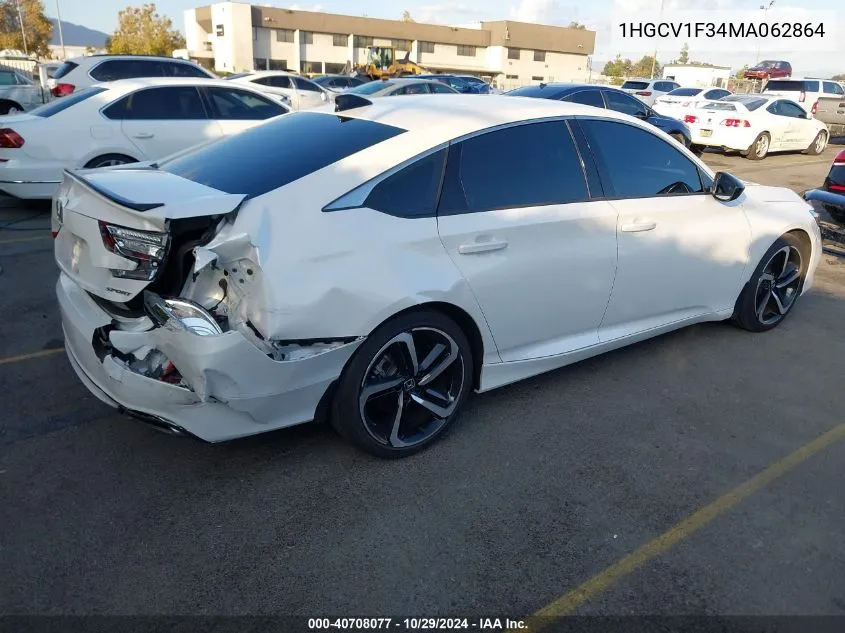 2021 Honda Accord Sport VIN: 1HGCV1F34MA062864 Lot: 40708077