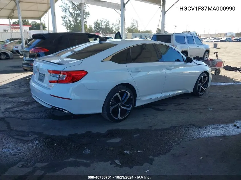 1HGCV1F37MA000990 2021 Honda Accord Sport