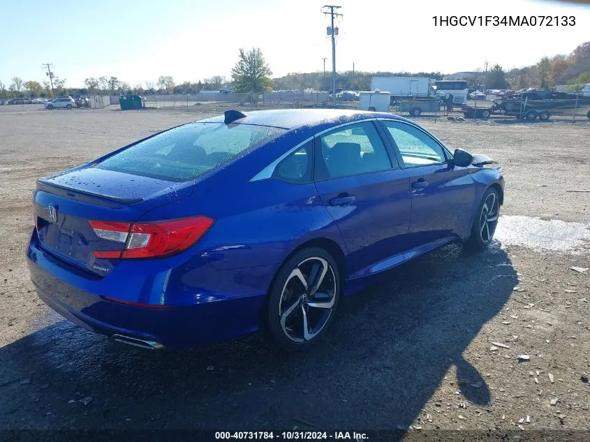 2021 Honda Accord Sport VIN: 1HGCV1F34MA072133 Lot: 40731784