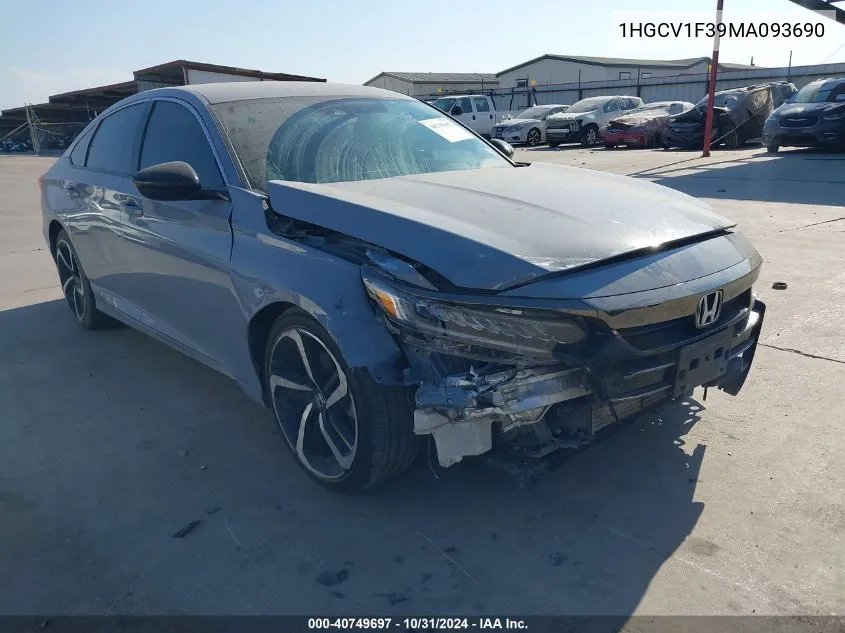 2021 Honda Accord Sport VIN: 1HGCV1F39MA093690 Lot: 40749697