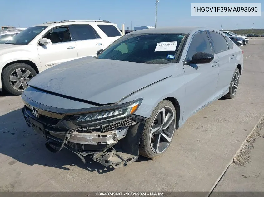 2021 Honda Accord Sport VIN: 1HGCV1F39MA093690 Lot: 40749697