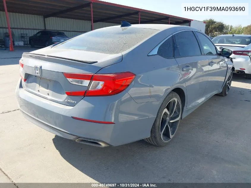 2021 Honda Accord Sport VIN: 1HGCV1F39MA093690 Lot: 40749697