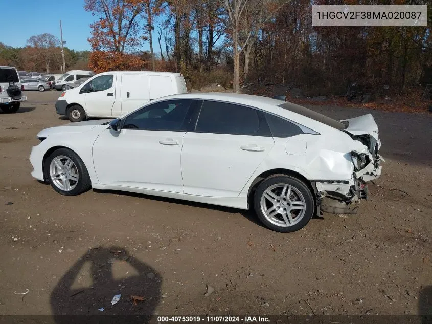 2021 Honda Accord Sport 2.0T VIN: 1HGCV2F38MA020087 Lot: 40753019