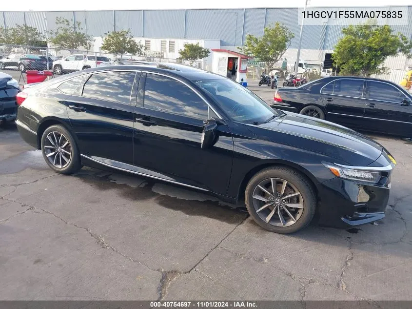 2021 Honda Accord Ex-L VIN: 1HGCV1F55MA075835 Lot: 40754697