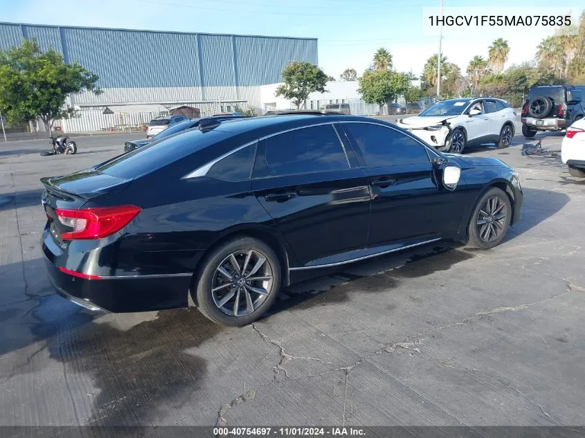 2021 Honda Accord Ex-L VIN: 1HGCV1F55MA075835 Lot: 40754697