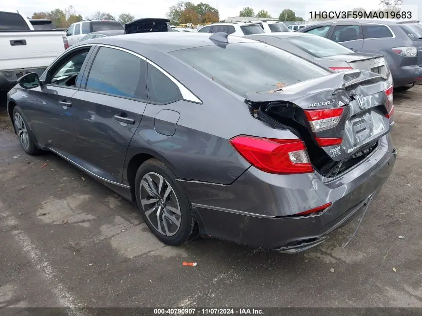 2021 Honda Accord Hybrid Ex-L VIN: 1HGCV3F59MA019683 Lot: 40790907