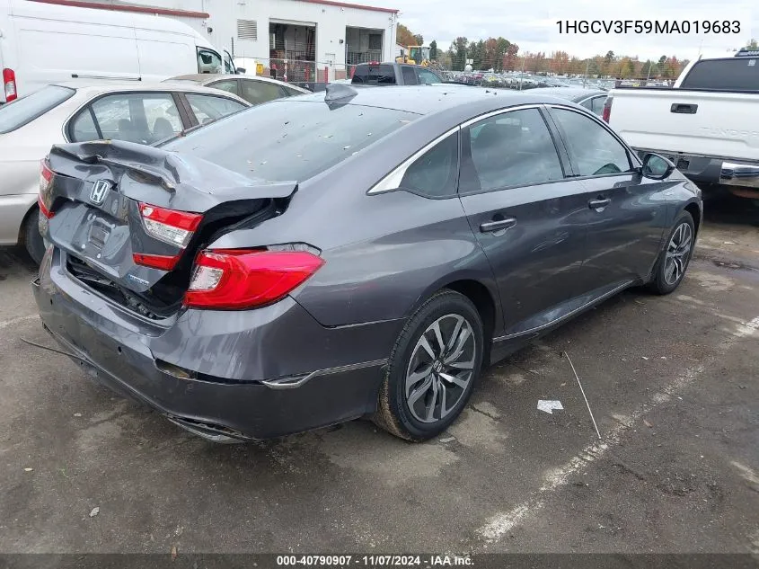 2021 Honda Accord Hybrid Ex-L VIN: 1HGCV3F59MA019683 Lot: 40790907