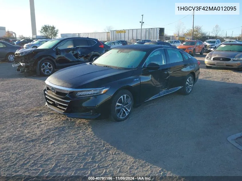 2021 Honda Accord Hybrid Ex VIN: 1HGCV3F42MA012095 Lot: 40791156