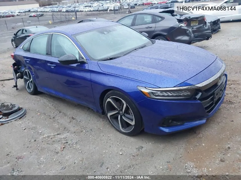 2021 Honda Accord Sport Special Edition VIN: 1HGCV1F4XMA068144 Lot: 40800922