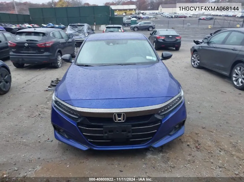 2021 Honda Accord Sport Special Edition VIN: 1HGCV1F4XMA068144 Lot: 40800922