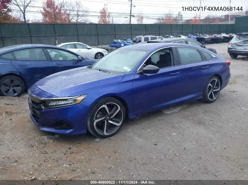 2021 Honda Accord Sport Special Edition VIN: 1HGCV1F4XMA068144 Lot: 40800922