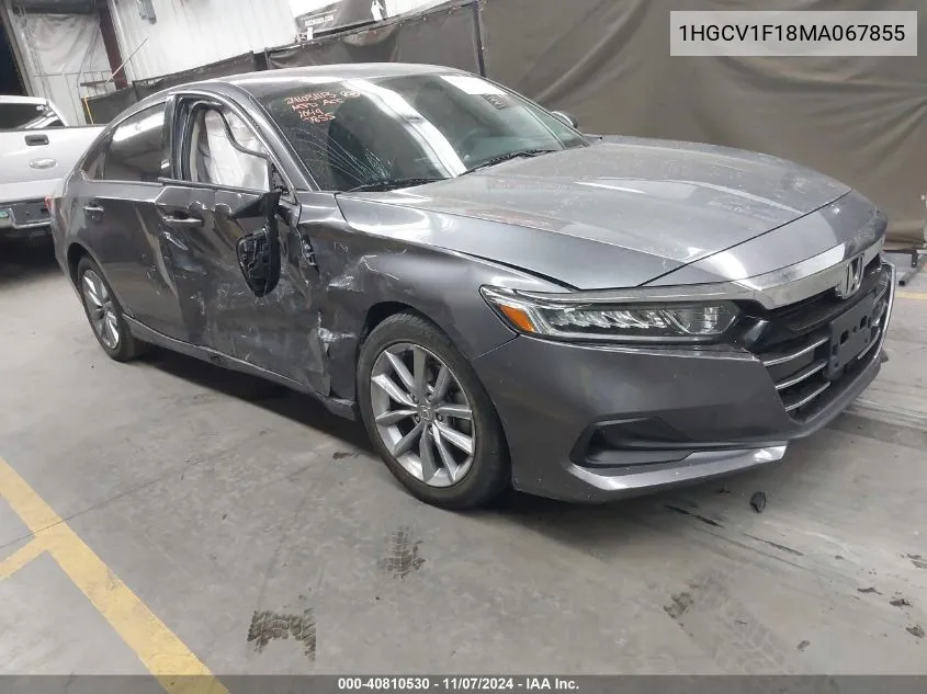 2021 Honda Accord Lx VIN: 1HGCV1F18MA067855 Lot: 40810530