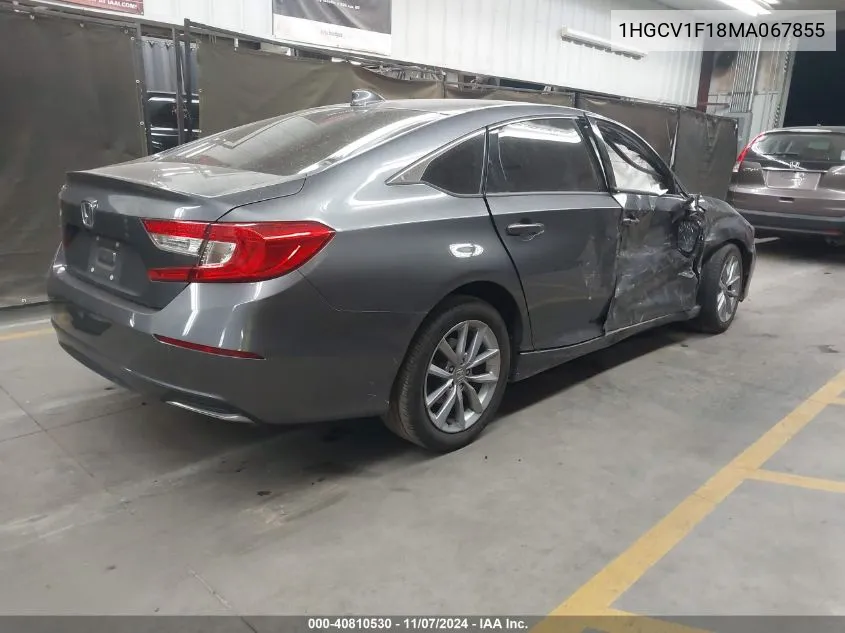 2021 Honda Accord Lx VIN: 1HGCV1F18MA067855 Lot: 40810530