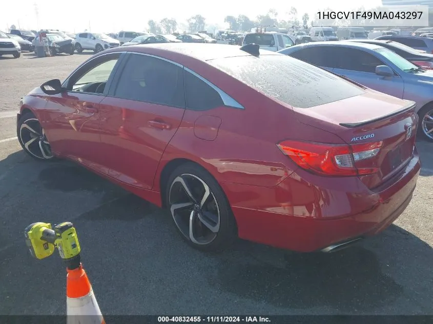 2021 Honda Accord Sport Special Edition VIN: 1HGCV1F49MA043297 Lot: 40832455