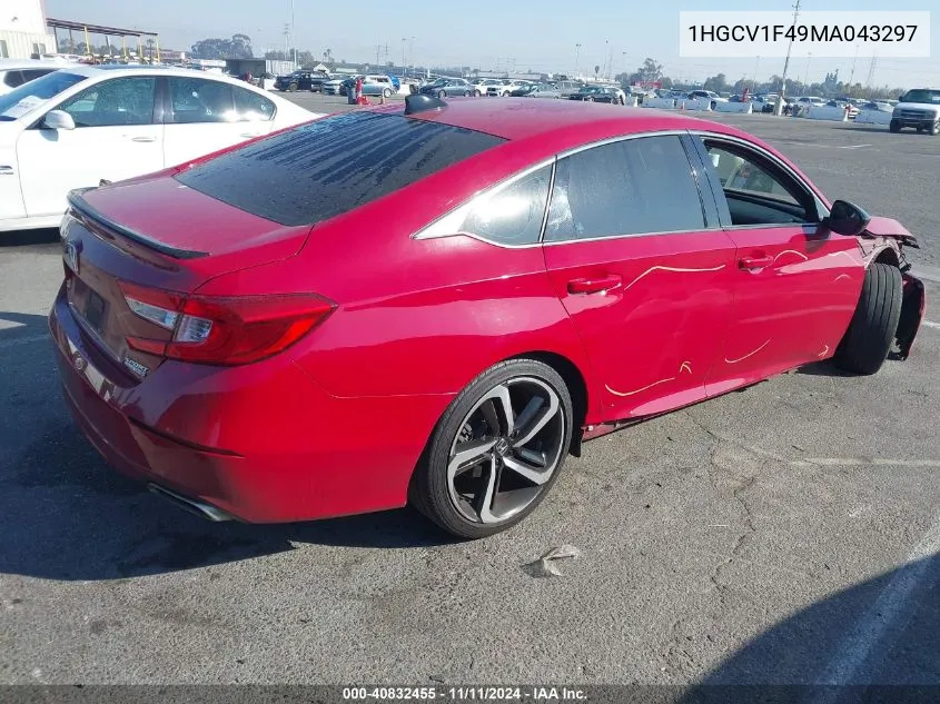 2021 Honda Accord Sport Special Edition VIN: 1HGCV1F49MA043297 Lot: 40832455