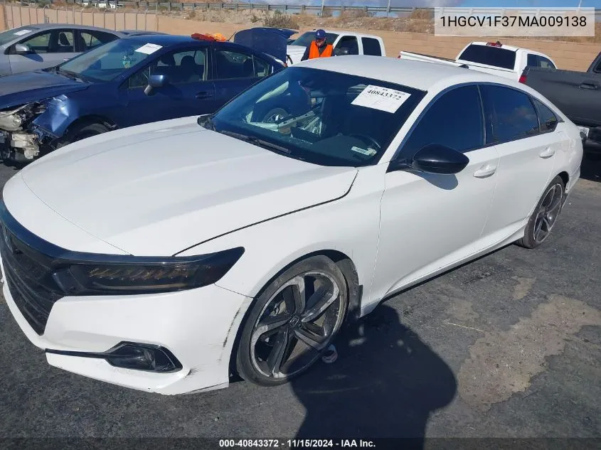 2021 Honda Accord Sport VIN: 1HGCV1F37MA009138 Lot: 40843372