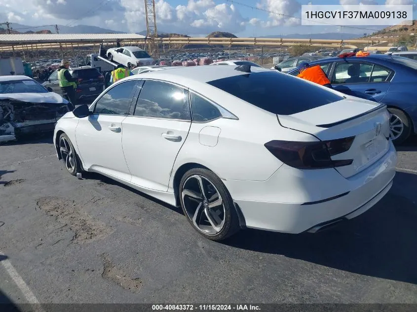 2021 Honda Accord Sport VIN: 1HGCV1F37MA009138 Lot: 40843372