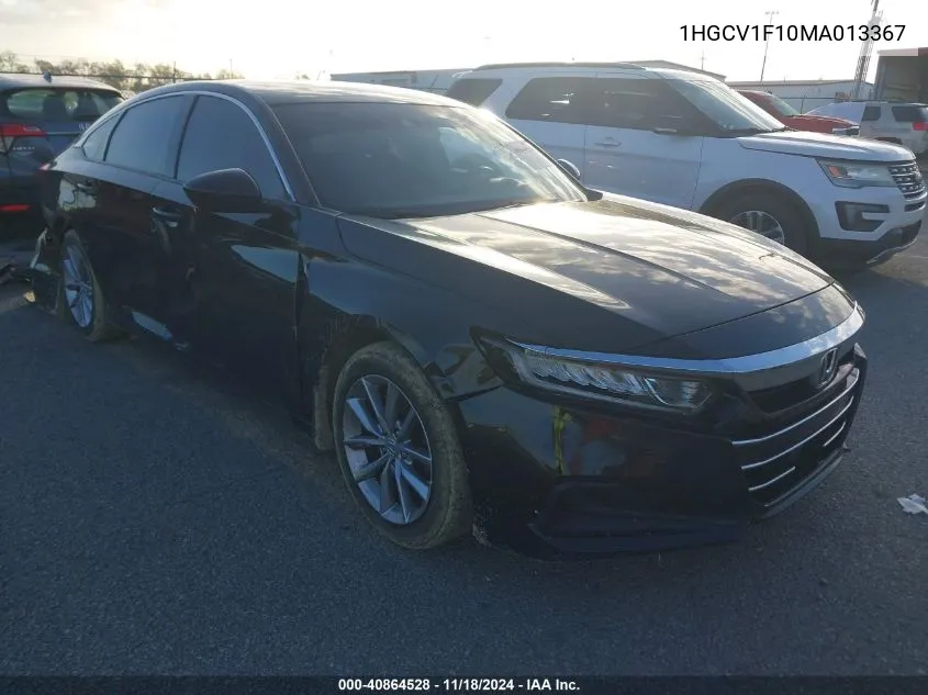 2021 Honda Accord Lx VIN: 1HGCV1F10MA013367 Lot: 40864528