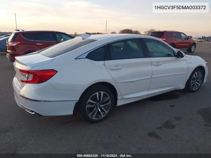 2021 Honda Accord Hybrid Ex-L VIN: 1HGCV3F50MA003372 Lot: 40882325