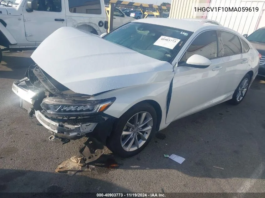 2021 Honda Accord Lx VIN: 1HGCV1F10MA059619 Lot: 40903773