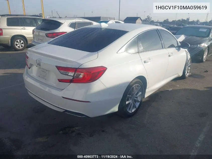 2021 Honda Accord Lx VIN: 1HGCV1F10MA059619 Lot: 40903773