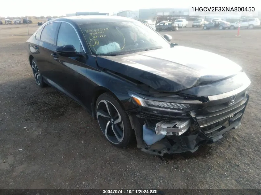 2022 Honda Accord Sport VIN: 1HGCV2F3XNA800450 Lot: 30047074