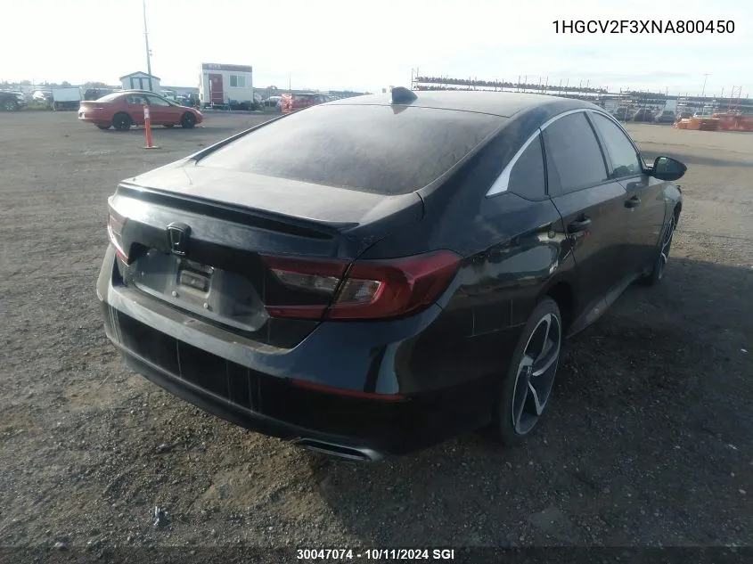 2022 Honda Accord Sport VIN: 1HGCV2F3XNA800450 Lot: 30047074