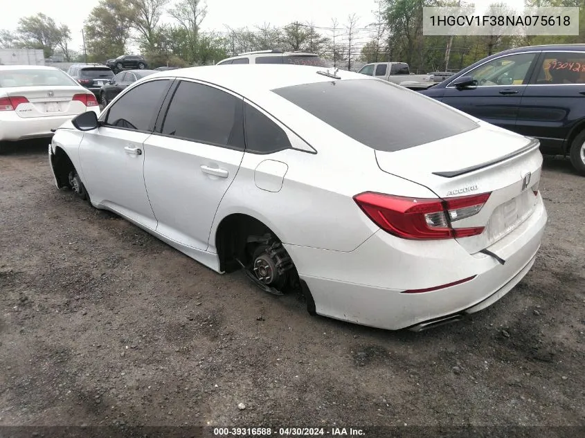 1HGCV1F38NA075618 2022 Honda Accord Sport