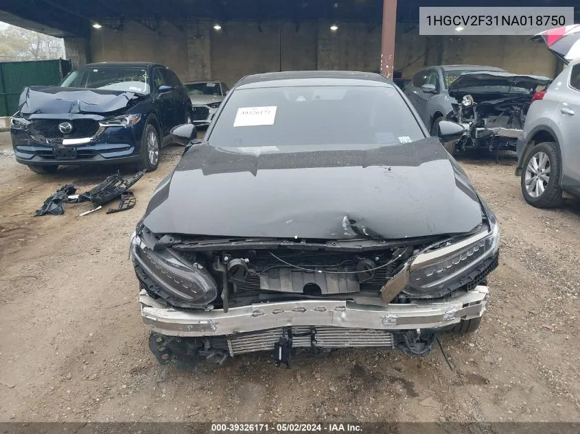 1HGCV2F31NA018750 2022 Honda Accord Sport 2.0T