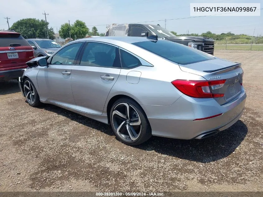 2022 Honda Accord Sport VIN: 1HGCV1F36NA099867 Lot: 39391380