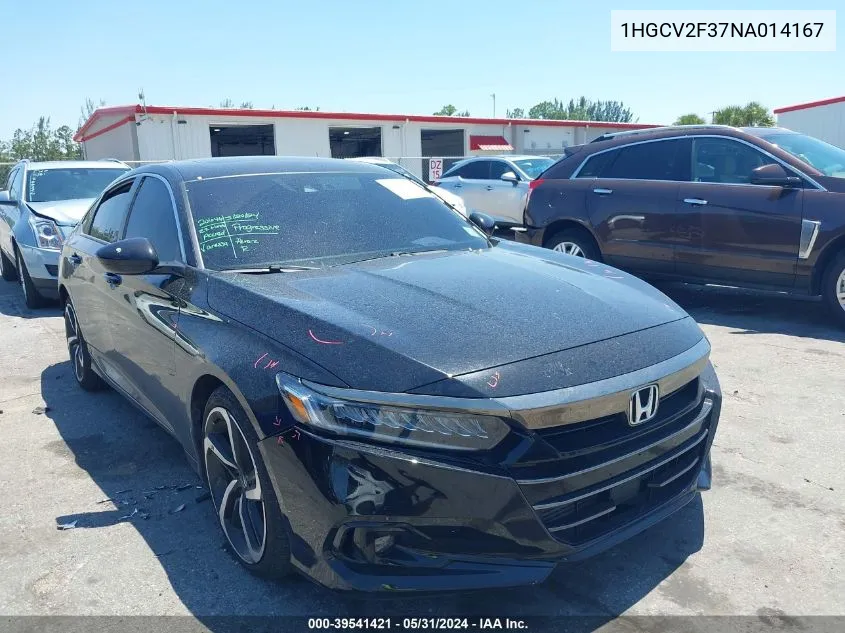 2022 Honda Accord Sport 2.0T VIN: 1HGCV2F37NA014167 Lot: 39541421