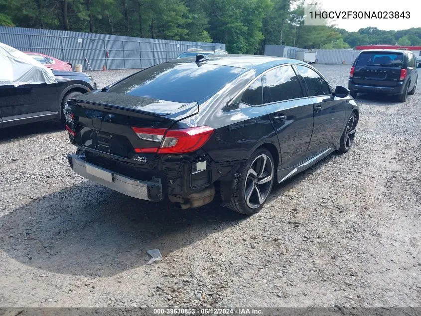 2022 Honda Accord Sport 2.0T VIN: 1HGCV2F30NA023843 Lot: 39630853