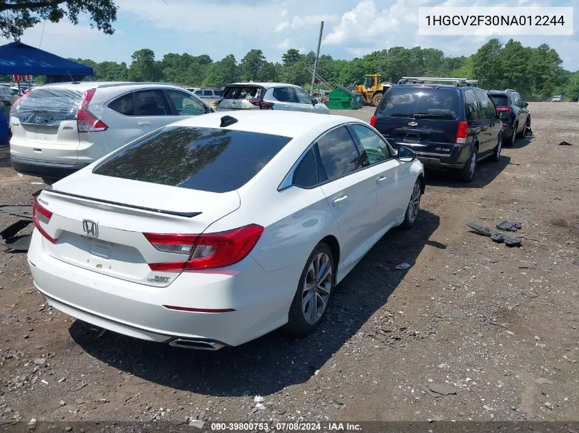 2022 Honda Accord Sport 2.0T VIN: 1HGCV2F30NA012244 Lot: 39800753