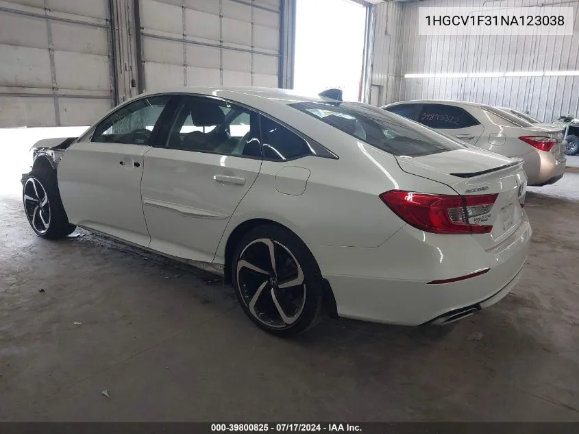 1HGCV1F31NA123038 2022 Honda Accord Sport