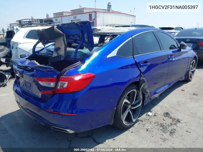 1HGCV2F31NA005397 2022 Honda Accord Sport 2.0T