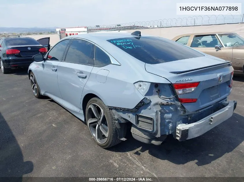 1HGCV1F36NA077898 2022 Honda Accord Sport