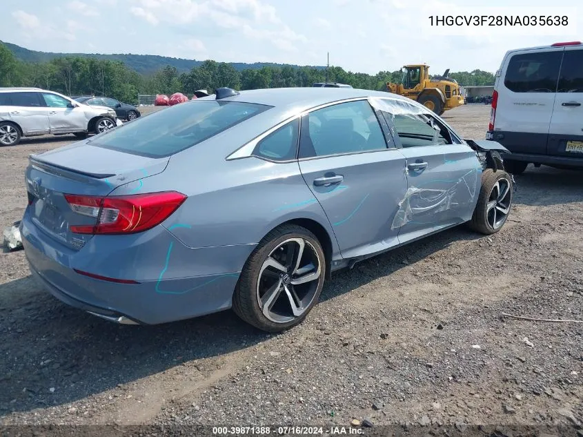 2022 Honda Accord Hybrid Sport VIN: 1HGCV3F28NA035638 Lot: 39871388