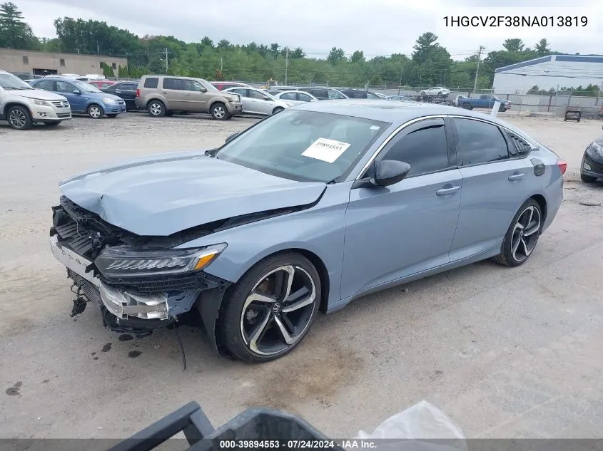 1HGCV2F38NA013819 2022 Honda Accord Sport 2.0T