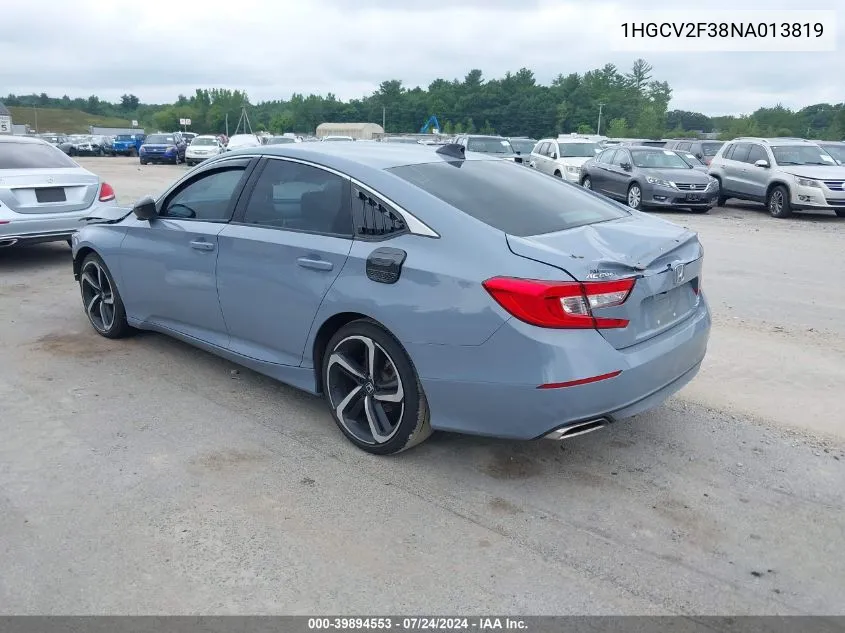 1HGCV2F38NA013819 2022 Honda Accord Sport 2.0T