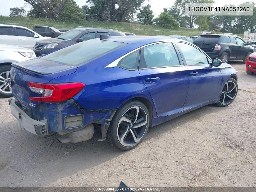 2022 Honda Accord Sport Special Edition VIN: 1HGCV1F41NA053260 Lot: 39900456